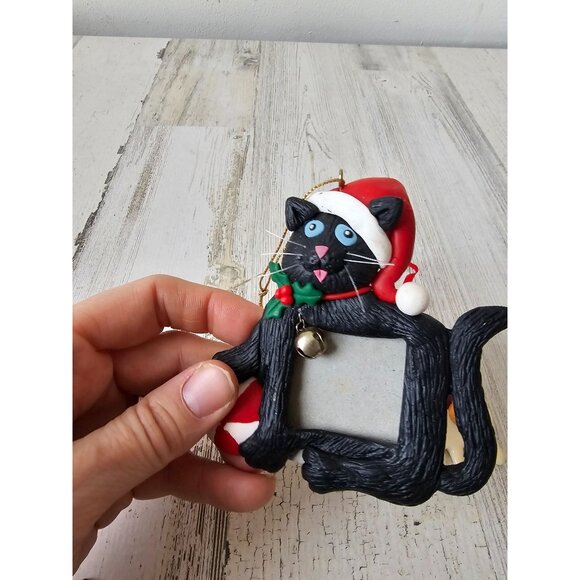 Vintage cat picture ornament tabby‎ black Xmas tree - Picture 2 of 7